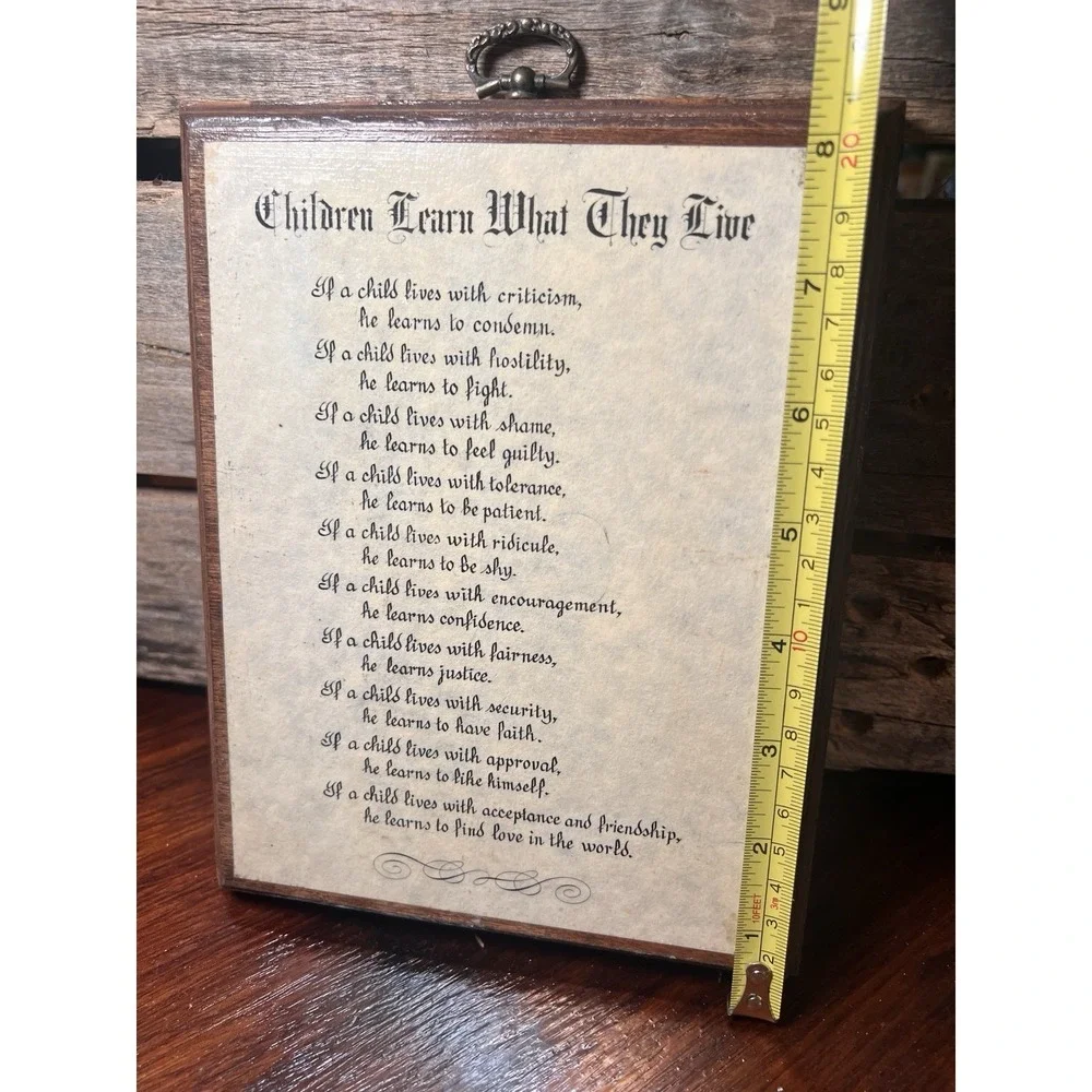 Vintage Handmade Wooden Wall Plaque MCM Dorothy Law Nolte 1954 Poem